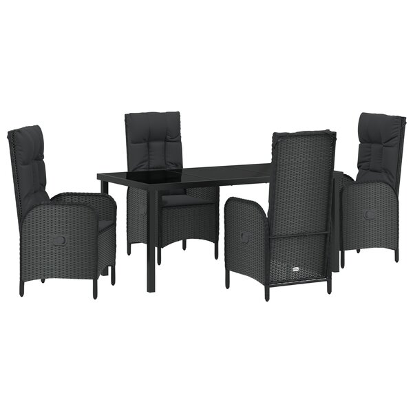 vidaXL Ensemble de salle à manger de jardin 5 pièces Noir Rattan poly