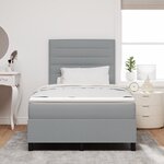 vidaXL Lit à ressorts avec matelas et LED Gris clair 120x190 cm Tissu