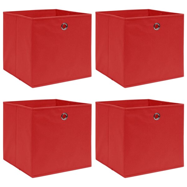vidaXL Boîtes de rangement 4 Pièces Rouge 32x32x32 cm Tissu