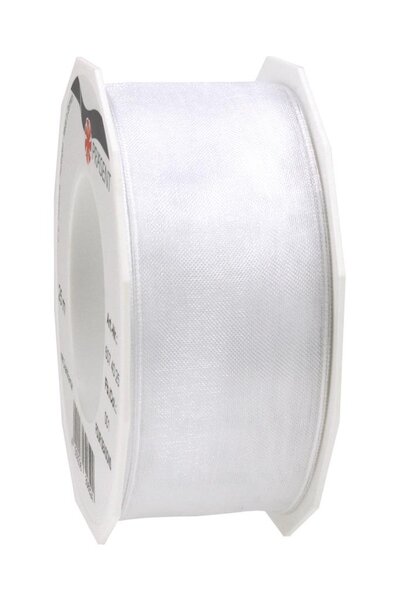 Organza four seasons 25-m-rouleau 40 mm  blanc laitonné