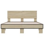 vidaXL Cadre de lit chêne sonoma 120x190 cm bois d'ingénierie et métal