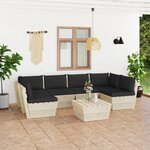 vidaXL Salon de jardin palette 7 Pièces avec coussins bois d'épicéa