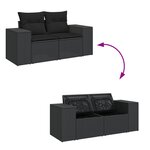 Ensemble de Canapé de Jardin vidaXL 8 Pièces avec Coussins Noir Rattan Poly Acacia