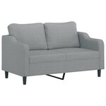 vidaXL Canapé 2 places avec oreillers gris clair 140 cm tissu