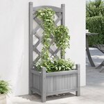 vidaXL Jardinière avec treillis gris bois massif de sapin