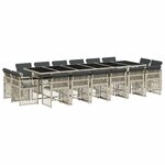 vidaXL Ensemble à manger de jardin et coussins 17 Pièces gris clair rotin