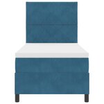 Lit Box Spring vidaXL avec Matelas & LED Bleu Foncé 90x190 cm Velours
