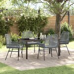 vidaXL Ensemble de Salle à Manger de Jardin de 5 Pièces avec Coussins Gris Poly Rattan