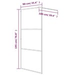 vidaXL Paroi de douche Noir 90x195 cm Verre ESG demi-dépoli