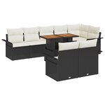 vidaXL Ensemble de Salle à Manger de Jardin de 9 Pièces avec Coussins Noir Rotin Poly Acacia