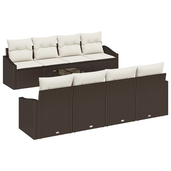 vidaXL Set de Canapé de Jardin 7 Pièces avec Coussins Marron Rotin Poly