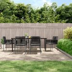 vidaXL Ensemble à manger de jardin coussins 7 Pièces noir rotin et acier