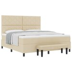 vidaXL Lit à Ressorts avec Matelas & Banc Crème 180x200 cm Tissu