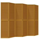 vidaXL Cloison de séparation 6 panneaux marron bois paulownia massif