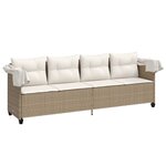 vidaXL Chaise longue avec auvent et coussins beige résine tressée