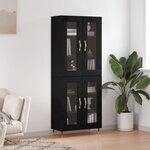vidaXL Buffet haut Noir 69 5x34x180 cm Bois d'ingénierie