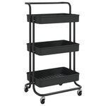 vidaXL Chariot de cuisine 3 niveaux Noir 42x35x85 cm Fer et ABS