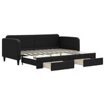 vidaXL Lit de jour avec gigogne et tiroirs sans matelas noir 90x200 cm