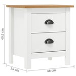 vidaXL Tables de chevet Hill 2 Pièces Blanc 46x35x49 5 cm Bois pin solide