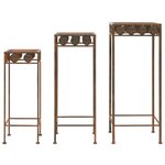 vidaXL Set de supports de plantes 3 Pièces Style vintage Métal rouillé