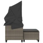vidaXL Canapé de jardin 2 places avec auvent et tabourets gris rotin
