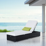 Bain de soleil transat grand confort 195L x 68l x 31H cm dossier inclinable multi-positions matelas épaisseur 10 cm crème résine tressée 4 fils noir