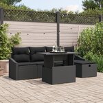 vidaXL Ensemble de Canapé de Jardin 6 Pièces avec Coussins en Noir Poly Rattan