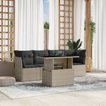 vidaXL Salon de jardin 5 Pièces avec coussins gris clair résine tressée