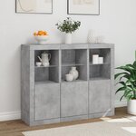 vidaXL Buffets avec lumières LED 3 Pièces gris béton bois d'ingénierie