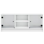 vidaXL Meuble TV avec portes en verre blanc 102x37x42 cm