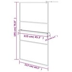 vidaXL Paroi de douche avec étagère Noir 115x195cm Verre ESG&Aluminium