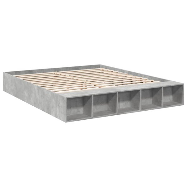vidaXL Cadre de lit gris béton 200x200 cm bois d'ingénierie