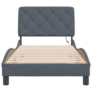 vidaXL Cadre de lit avec LED sans matelas gris foncé 90x200 cm velours