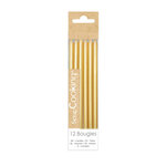 12 bougies longues dorées - 12 cm