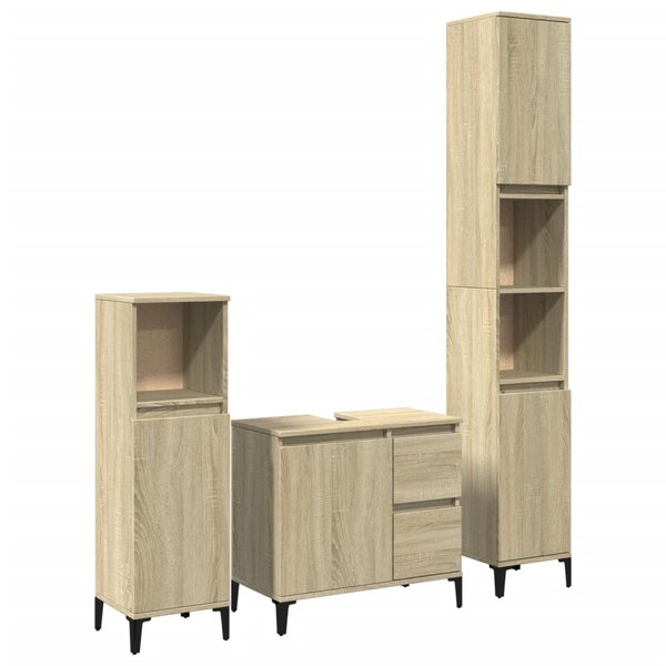 vidaXL Ensemble de meubles de salle de bain 3 Pièces chêne sonoma