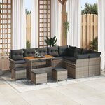 Ensemble de canapé de jardin vidaXL 13 pièces avec coussins en rotin poly gris et acacia