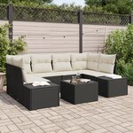 vidaXL Ensemble de Canapés de Jardin 7 pièces avec coussins Noir Rotin Synthétique