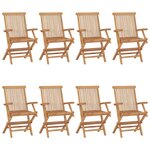 vidaXL Chaises de jardin avec coussins taupe lot de 8 Bois teck massif