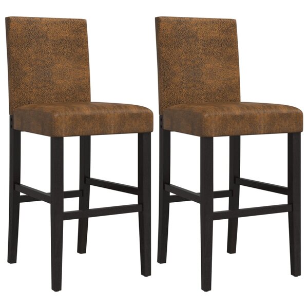 vidaXL Chaises de bar lot de 2 bois massif d'hévéa et tissu