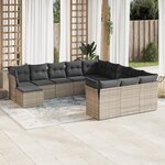 vidaXL Salon de jardin avec coussins 12 Pièces gris résine tressée
