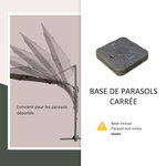 Pied de parasol déporté base de lestage parasol déporté dim. 88L x 88l x 19H cm HDPE gris