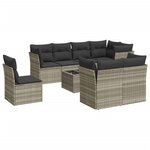 vidaXL Salon de jardin 9 Pièces avec coussins gris clair résine tressée