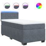 vidaXL Sommier à lattes de lit avec matelas gris foncé simple velours