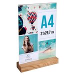 Porte-visuel Avec Socle En Bois Vertical A4 - Cristal - X 10 - Exacompta