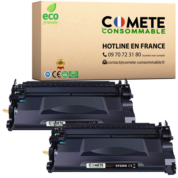 COMETE, Entreprise Cartouches Toners Compatibles avec HP 26A CF226X CF226A 26X pour Imprimante Laserjet Pro (2)