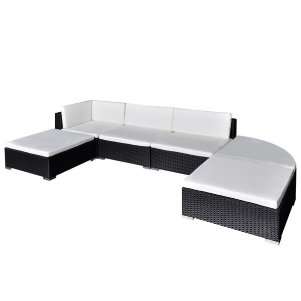 vidaXL Salon de jardin 6 Pièces avec coussins Résine tressée Noir