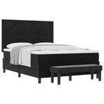 vidaXL Lit à ressorts avec matelas & banc noir 140x200 cm velours