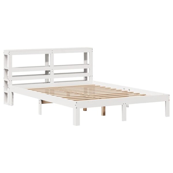 vidaXL Cadre de lit et tête de lit blanc 140x190 cm bois de pin massif