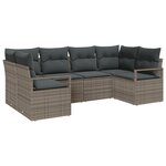 Ensemble de Canapés de Jardin 6 Pièces avec Coussins Gris en Rattan Poly