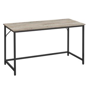 Bureau table poste de travail 140 x 60 x 75 cm pour bureau salon chambre assemblage simple métal style industriel grège et noir 12_0001298